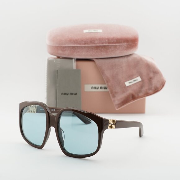 Miu Miu MUA07S 24D20R Square Sunglasses – Shiny Brown \\Light Blue main image 11